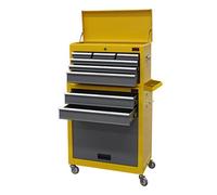 Dirty Pro Tools Heavy Duty Tool Chest & Rollcab Set Yellow-Grey Lockable Top Cabinet With Ball Bearing Drawers