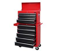 Dirty Pro Tools X-Large Tool Chest & Roll Cab Red-Black Lockable 14 Drawer Steel Cabinet With Divider