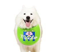 Dirty-Proof Cat Bibs, Export-Quality Pet Accessories, Cotton Dog Bibs with Cute Sausage Design and Adjustable Strap for Easy Wear (Three-Eyed Little Monster Keli Towel - Green, L)