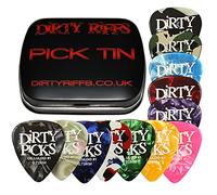 Dirty Riffs 12 x Medium 0.71mm Premium Celluloid Guitar Picks / Plectrums In A Tin - 1 Of Each Colour