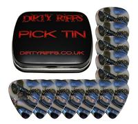 Dirty Riffs Handy Pick Tin with 12 x Abalone Heavy Celluloid 351 Style Guitar Picks/Plectrums