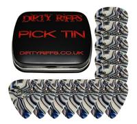 Dirty Riffs Handy Pick Tin with 12 x Abalone Thin Celluloid 351 Style Guitar Picks/Plectrums