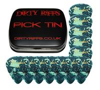 Dirty Riffs Handy Pick Tin with 12 x Ocean Turquoise Thin Celluloid 351 Style Guitar Picks/Plectrums