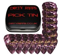 Dirty Riffs Handy Pick Tin with 24 x Purple Moto - 8 x Thin, 8 x Medium, 8 x Heavy Celluloid 351 Style Guitar Picks/Plectrums