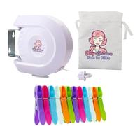 Dirty Scrubbers Retractable 15m (50ft) Washing Line - Heavy Duty, Space-Saving, 180-Degree Swivel, White Clothes Line, Ideal for Indoor and Outdoor Use, Vintage Home Comes with Pegs and Peg bag