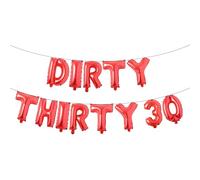 Dirty Thirty 30th Birthday Party Decorations for Her Multicolor Dirty 30 Balloons Banner Decorations for Women 30 Years Old Birthday Party (DIRTY THIRTY 30 Red)