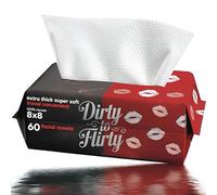 Dirty to Flirty Face Towels | Ultra Soft Face Towelettes Disposable 100% Viscose Biodegradable Facial Towels | Makeup Remover Dry Facial Wipes | Extra Thick 8x8 Inch 60 FaceWipes for All Skin Types