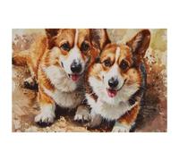 Dirty Two Corgi Dogs Placemats, Set of 6 Table Mats for Dining Tables, 12×18 Inches Anti-Skid Heat Resistant Kitchen Table Place Mats