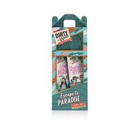 Dirty Works Escape to Paradise, Christmas Gift, Destination Hydration Hand and Body Lotion, Moisture Miracle Hydrating Body Wash and Power Puff Shower Puff Gift Set.