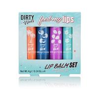 Dirty Works Feed My Lips Lip Balm Gift Set - 4 Lip Tubes in Assorted Flavours, Hydrating Lip Care Collection