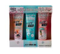 Dirty Works Wash, Rinse, Repeat Body Wash Trio - 3-Piece Shower Gel Gift Set for Women - Tropical, Floral & Fruity Fragrances - Nourishing & Hydrating Skincare Treat