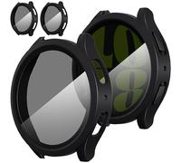 Diruite 2-Pack for Samsung Galaxy Watch 6 44mm Protective Case with Tempered Glass Anti-Spy Screen Protector Waterproof,Ultra Thin PC HD Scratch Resistant Screen Protector