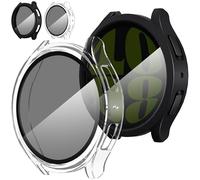 Diruite 2-Pack for Samsung Galaxy Watch 6 44mm Protective Case with Tempered Glass Anti-Spy Screen Protector Waterproof,Ultra Thin PC HD Scratch Resistant Screen Protector for Galaxy Watch 6 44mm