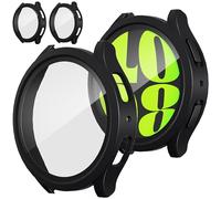 Diruite 2-Pack for Samsung Galaxy Watch 6 44mm Protective Case with Tempered Glass Screen Protector Waterproof,Ultra Thin PC HD Scratch Resistant Screen Protector