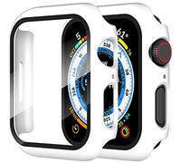 Diruite 2-Pack Screen Protector for Apple Watch 6/5/4/SE 40mm Tempered Glass Case,All Around Hard Matte PC Protective Cover,White,40mm
