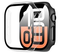 Diruite 2-Pack Screen Protector for Apple Watch Series 11/10 42mm Tempered Glass Case,All Around Hard Matte PC Protective Cover,Black&Transparent,42mm