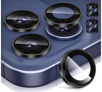 Diruite 2 Pieces Camera Lens Protector for iPhone 17 Pro/Pro Max Tempering Glass,Convex Platform HD Lens Cover+Aluminum Rim Positioning assisted installation Camera Protection,Black
