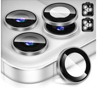 Diruite 2 Pieces Camera Lens Protector for iPhone 17 Pro/Pro Max Tempering Glass,Convex Platform HD Lens Cover+Aluminum Rim Positioning assisted installation Camera Protection,Grey