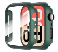 Diruite 2 Pieces Case for Apple Watch SE 3/2/1/Series 6 5 4 40mm Hard PC Material Ultra Thin Tempered Glass Screen Case, Green, 40mm