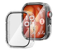 Diruite 2 Pieces Tempered Glass Case for Huawei Watch Fit 4 Pro Screen Protector HD Ultrathin Scratch-Resistant PC All Around Hard Matte Protective Cover,Transparent&Transparent