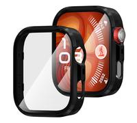 Diruite 2 Pieces Tempered Glass Case for Huawei Watch Fit 4 Pro Screen Protector HD Ultrathin Scratch-Resistant PC PC All Around Hard Matte Protective Cover,Black&Black