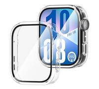Diruite 2 Pieces Tempered Glass Case for Huawei Watch Fit 4 Screen Protector HD Ultrathin PC All Around Hard Matte Protective Cover,Transparent&Transparent