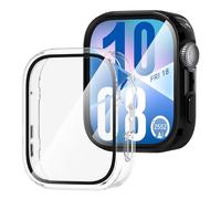 Diruite 2 Pieces Tempered Glass Case for Huawei Watch Fit 4 Screen Protector HD Ultrathin PC All Around Hard Matte Protective Cover,Black&Transparent