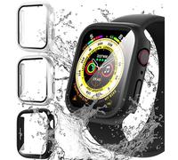 Diruite 3-Pack for Apple Watch Series 6/5/4/SE 44mm Case with Tempered Glass Screen Protector Waterproof,Ultra Thin PC HD Tempered Glass Screen Protector Cover for iWatch 44mm Cases
