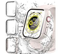 Diruite 3-Pack for Apple Watch Series 9/8/7 45mm Case with Tempered Glass Screen Protector Waterproof,Ultra Thin PC HD Tempered Glass Screen Protector Cover for iWatch 45mm Cases