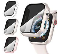 Diruite 3-Pack Privacy Screen Protector for Apple Watch SE 3/2/1 /Series 6 5 4 40mm Case,HD Anti-Spy Tempered Glass Hard PC Protection Cover,Starlight Silver&Rose Gold&Transparent,40mm