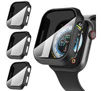 Diruite 3-Pack Privacy Screen Protector for Apple Watch SE 3/2/1 /Series 6 5 4 44mm Case,HD Anti-Spy Tempered Glass Hard PC Protection Cover,Black&Black&Black,44mm