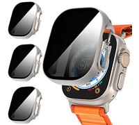 Diruite 3-Pack Privacy Screen Protector for Apple Watch Ultra 3/2/1 49mm Case,HD Anti-Spy Tempered Glass Cover Hard PC Protection,Titanium Steel&Titanium Steel&Titanium Steel,49mm