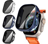 Diruite 3-Pack Privacy Screen Protector for Apple Watch Ultra 3/2/1 49mm Case,HD Anti-Spy Tempered Glass Cover Hard PC Protection,Black&Blue&Transparent,49mm