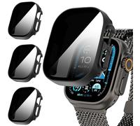 Diruite 3-Pack Privacy Screen Protector for Apple Watch Ultra 3/2/1 49mm Case,HD Anti-Spy Tempered Glass Hard PC Protection Cover，Black&Black&Black,49mm