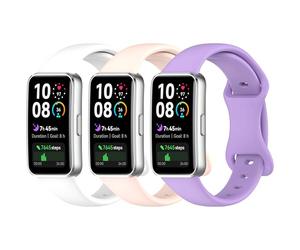 Diruite 3 Piece Bracelet for HUAWEI band 10/9/8 Strap Silicone Integrated Band butterfly Replace Strap,Pink&White&Purple