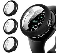Diruite 3 Pieces Cover for Google Pixel Watch 4 45mm Protective Case,Full Protection Screen Protector Cover Ultra Thin Flexible TPU,Black*3,45mm