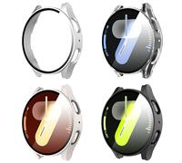 Diruite 4-Pack Case for Samsung Galaxy Watch 7 Tempered Glass Screen Protector,Ultra Thin HD Tempered Glass Scratch Resistant PC Protective Cover for Samsung Galaxy Watch 7 Case