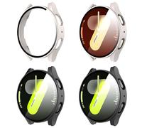 Diruite 4-Pack Case for Samsung Galaxy Watch 7 Tempered Glass Screen Protector,Ultra Thin HD Tempered Glass Scratch Resistant PC Protective Cover for Samsung Galaxy Watch 7 Case