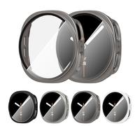 Diruite 4-Pack Case for Samsung Galaxy Watch 8 40mm Screen Protector,Ultra Thin HD Tempered Glass Scratch Resistant PC Protective Cover,Black&Titanium Steel&Titanium Ash&White,40mm