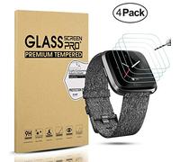 Diruite 4-Pack for Fitbit Versa/Versa Lite Screen Protector, 2.5D 9H Hardness Tempered Glass Screen Protector[Anti-Scratch] [No-Bubble]