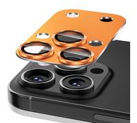 Diruite Camera Lens Protector for iPhone 14 Pro/15 Pro/16 Pro Lens Cover,Unique Design 9H Tempered Glass Frozen Aluminum Alloy Camera Protector,Cosmic Orange
