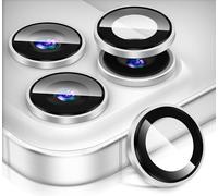 Diruite Camera Lens Protector for iPhone 17 Pro/17 Pro Max Tempering Glass,Convex Platform HD Lens Cover+Aluminum Rim Camera Protection,Silver