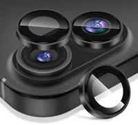 Diruite Camera Lens Protector for iPhone 17 Tempering Glass,Convex Platform HD Lens Cover+Aluminum Rim Camera Protection,Black
