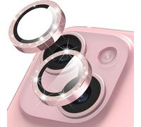 Diruite Camera Protector for iPhone 15/15 Plus Lens Cover,Glitter Decoration HD Tempering Glass+Aluminum Rim Camera Lens Protector