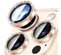 Diruite Camera Protector for iPhone 16 Pro/16 Pro Max Camera Lens protector,Glitter Decoration HD Tempering Glass+Aluminum Rim Lens Cover,Desert Titanium
