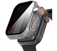 Diruite Case for Apple Watch SE 3/2/1 /Series 6 5 4 44mm Screen Protector Anti-Spy,Tempered Glass Unique Design Hard PC Ultrathin Cover,Titanium Steel(Privacy),44MM