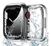 Diruite Screen Protector for Apple Watch Series 9/8/7/6/5/4/SE 2/SE 360 ° Full Coverage Tempered Glass Case,Hard PC Ultrathin Waterproof Rear Shock Resistance Cover for Apple Watch 45mm 44mm 41mm 40mm