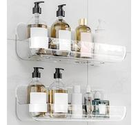 DIRXVMC Adhesive Shower Caddy, 2 Pack Acrylic Bathroom Shelves, No Drill Wall Mount Organizer Storage Shelf (Clear, 2 pack)