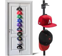 DIRXVMC Hat Rack for Door - Two-Way Hanging Caps with Display Hooks and Hanger, Hat Organizer for Baseball Caps, Over the Door Hat Storage Organizer for Bedroom (Black, 1pack-10hooks)