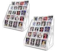 DIRXVMC Trading Card Display Stand, Vertical Holder for Baseball Basketball Sports Graded Card Display Stand Tabletop for PSA BGS SGC Slabs, Snap-On Assembly (Clear, 2Pack-5Tier)